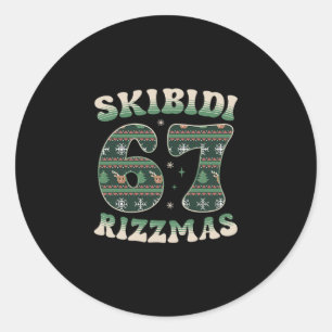 Skibidi Rizzmas 67 Six Seven Meme Ugly Christmas F Classic Round Sticker
