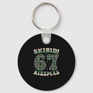 Skibidi Rizzmas 67 Six Seven Meme Ugly Christmas F Keychain