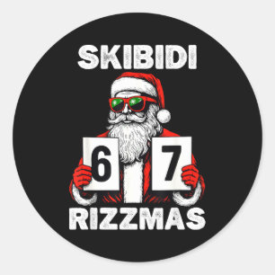 Skibidi Rizzmas Christmas 6 7 Funny Santa Classic Round Sticker