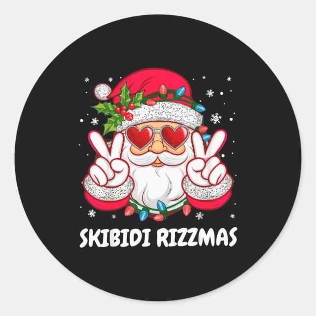 Skibidi Rizzmas Christmas Funny Santa Claus Xmas P Classic Round Sticker (Front)