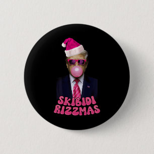 Skibidi Rizzmas Christmas Pink Trump Bubble Gum Ch 2 Inch Round Button