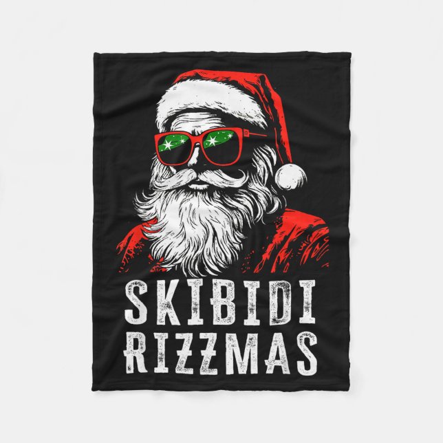 Skibidi Rizzmas Christmas Rizz Santa Claus Charism Fleece Blanket (Front)