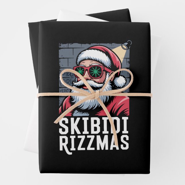 Skibidi Rizzmas Christmas Rizz Santa Claus Xmas Wrapping Paper Sheet (In situ)