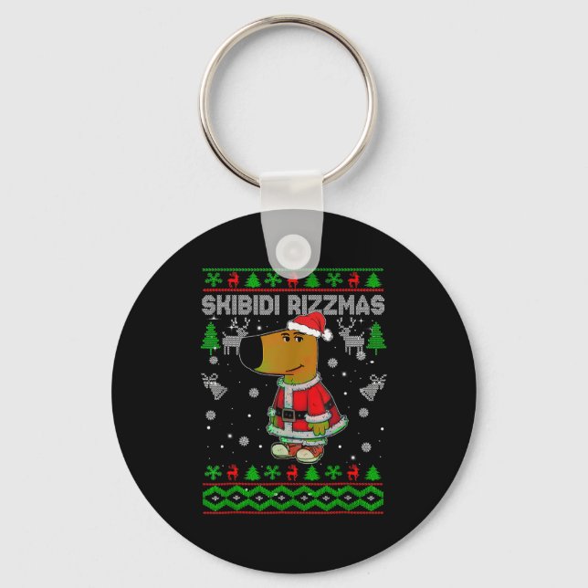 Skibidi Rizzmas Christmas Rizz Santa Ugly Christma Keychain (Front)
