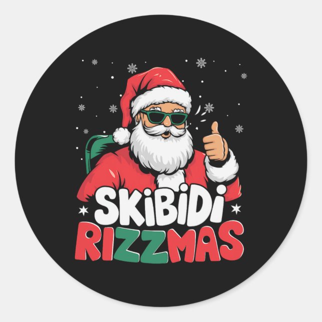 Skibidi Rizzmas Christmas Santa Claus Merry Rizz M Classic Round Sticker (Front)