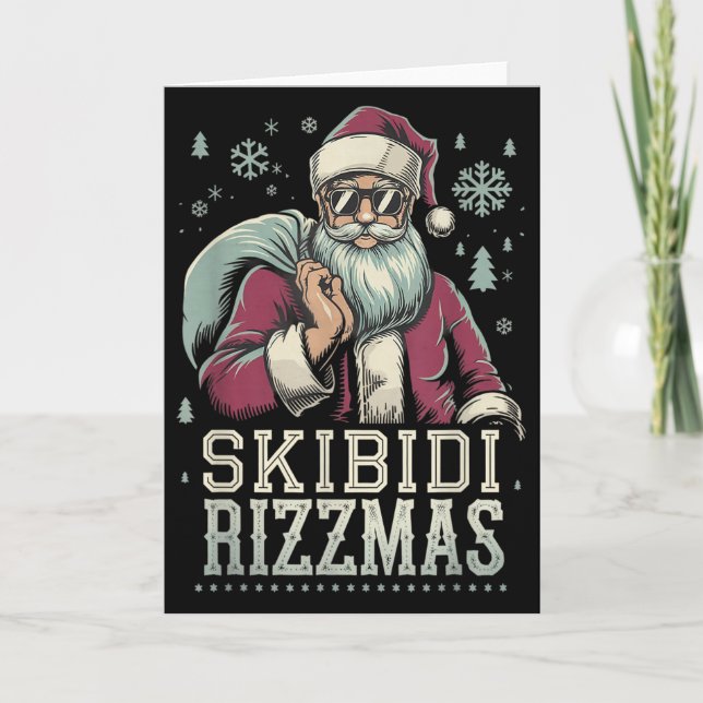 Skibidi Rizzmas Cool Santa Funny Christmas Rizz Ri Card (Front)
