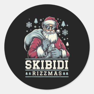 Skibidi Rizzmas Cool Santa Funny Christmas Rizz Ri Classic Round Sticker