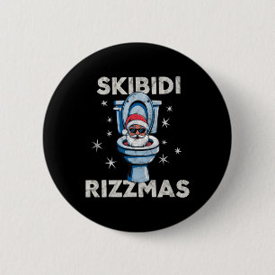 Skibidi Rizzmas Funny Christmas Santa Toilet Merry 2 Inch Round Button