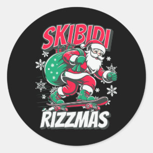 Skibidi Rizzmas Funny Santa Rizz Christmas Skater  Classic Round Sticker