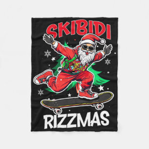 Skibidi Rizzmas Funny Santa Rizz Christmas Skater Fleece Blanket
