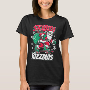 Skibidi Rizzmas Funny Santa Rizz Christmas Skater T-Shirt