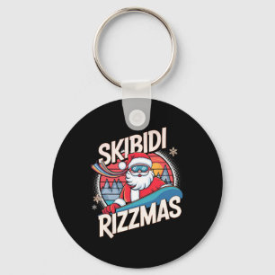 Skibidi Rizzmas Funny Santa Snowboarding Xmas Chri Keychain