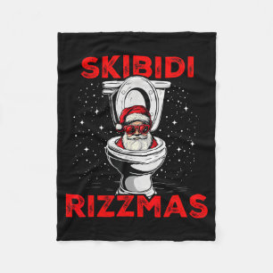 Skibidi Rizzmas Funny Santa Toilet White Elephant Fleece Blanket
