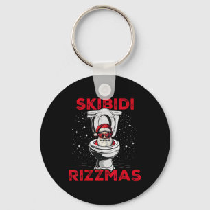 Skibidi Rizzmas Funny Santa Toilet White Elephant Keychain