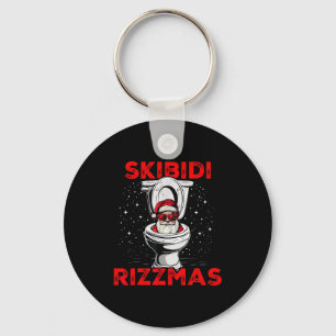 Skibidi Rizzmas Funny Santa Toilet White Elephant  Keychain