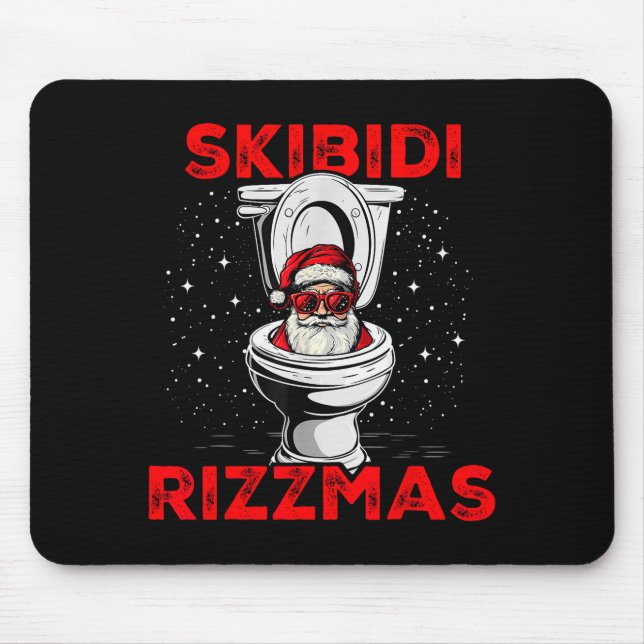 Skibidi Rizzmas Funny Santa Toilet White Elephant  Mouse Pad (Front)