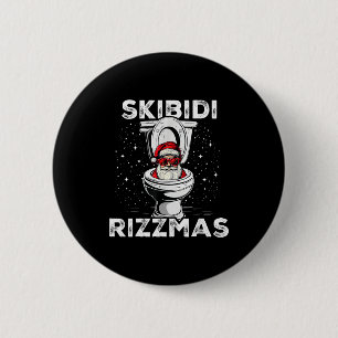 Skibidi Rizzmas Funny Toilet Santa White Elephant  2 Inch Round Button