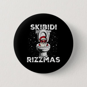 Skibidi Rizzmas Funny Toilet Santa White Elephant 2 Inch Round Button