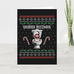Skibidi Rizzmas Funny Toilet Santa White Elephant Card