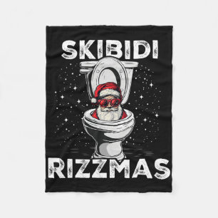 Skibidi Rizzmas Funny Toilet Santa White Elephant Fleece Blanket