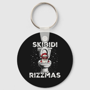 Skibidi Rizzmas Funny Toilet Santa White Elephant  Keychain