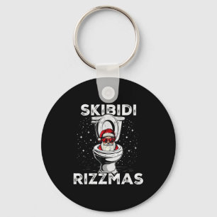 Skibidi Rizzmas Funny Toilet Santa White Elephant  Keychain