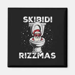 Skibidi Rizzmas Funny Toilet Santa White Elephant  Magnet