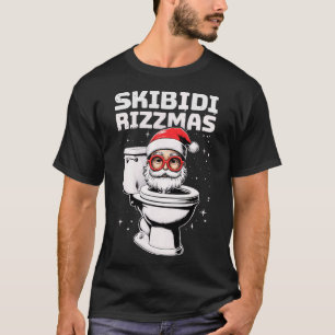 Skibidi Rizzmas Funny Toilet Santa White Elephant  T-Shirt