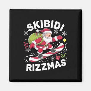 Skibidi Rizzmas Santa Clause Skating Board Rizz Ho Magnet