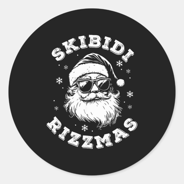 Skibidi Rizzmas Santa Funny Christmas Gen Alpha Sl Classic Round Sticker (Front)