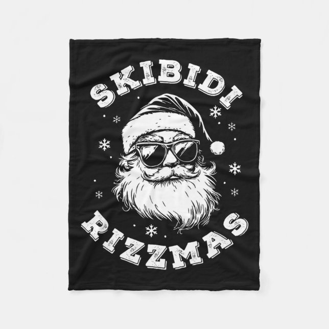 Skibidi Rizzmas Santa Funny Christmas Gen Alpha Sl Fleece Blanket (Front)