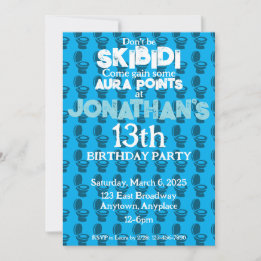 Skibidi Toilet Blue Anniversaire Fête Invitation