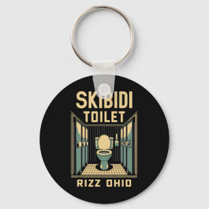 Skibidi Toilet Rizz Ohio Funny Meme Retro Vintage  Keychain
