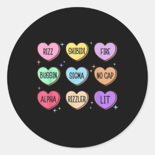 Skibidi Valentines Day Candy Heart Funny Valentine Classic Round Sticker