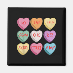 Skibidi Valentines Day Rizz Candy Heart Groovy  Magnet