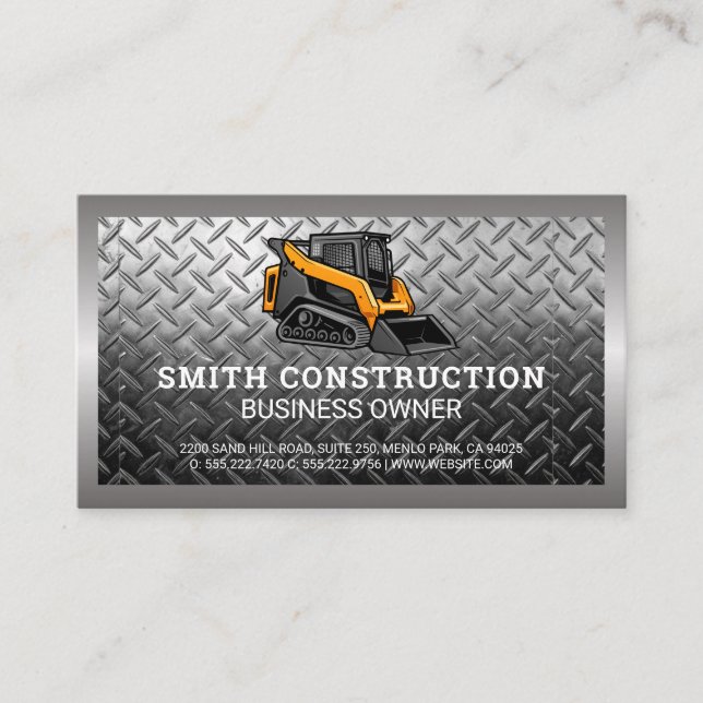 Skid Steer | Construction | Steel Business Card (Front)