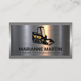 Skid Steer   Construction Vehicle   Metallic Business Card