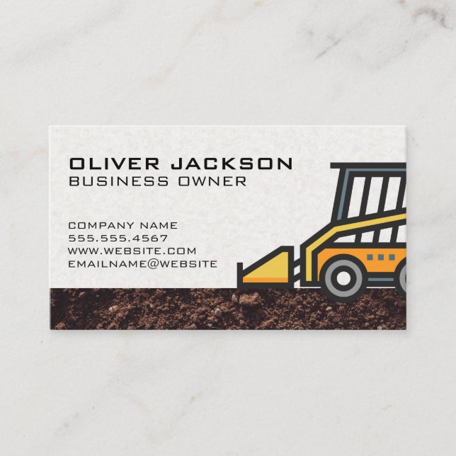 Skid Steer Loader | Bulldozer | Dirt Business Card (Front)