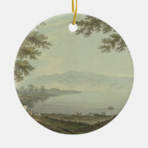 Skiddaw and Derwent Water (pen & ink with w/c over Ceramic Ornament