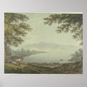 Skiddaw and Derwent Water (pen & ink with w/c over Poster