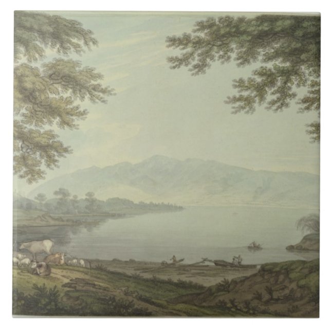 Skiddaw and Derwent Water (pen & ink with w/c over Tile (Front)