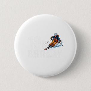 Skier 10th Birthday Ski Boy Girl 10th Birthday Ski 2 Inch Round Button