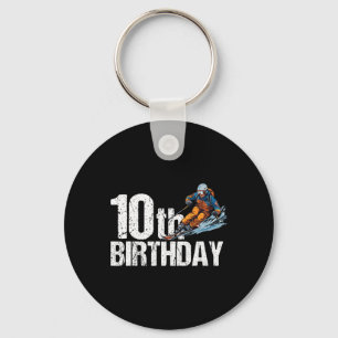 Skier 10th Birthday Ski Boy Girl 10th Birthday Ski Keychain
