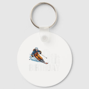 Skier 9th Birthday Ski Boy Girl 9th Birthday Skiin Keychain