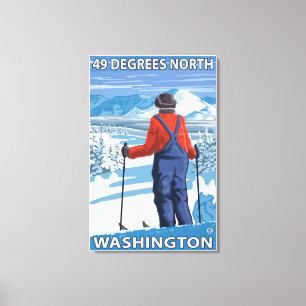 Skier Admiring - 49 Degrees North, Washington Canvas Print