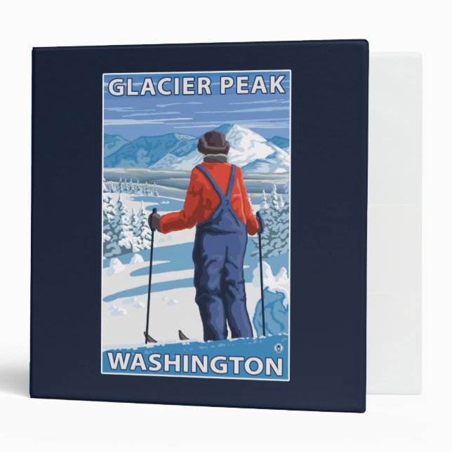 Skier Admiring - Glacier Peak, Washington Binder (Front/Inside)
