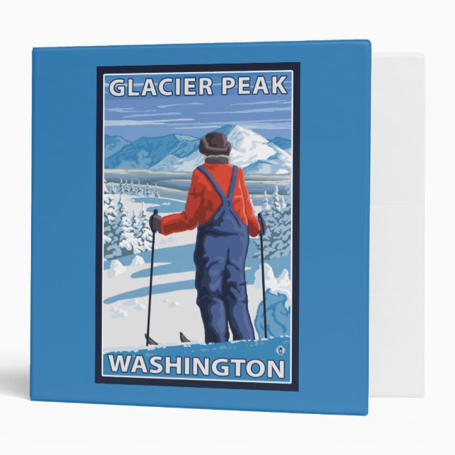 Skier Admiring - Glacier Peak, Washington Binder (Front/Inside)
