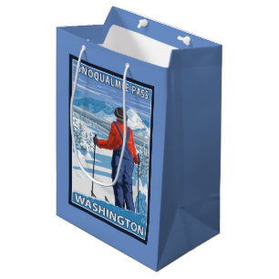 Skier Admiring - Snoqualmie Pass, Washington Medium Gift Bag