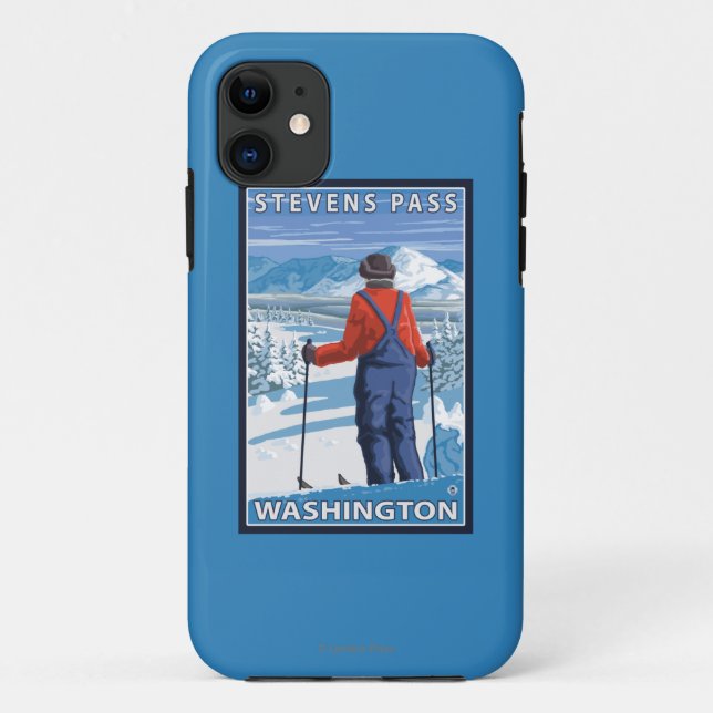 Skier Admiring - Stevens Pass, Washington Case-Mate iPhone Case (Back)