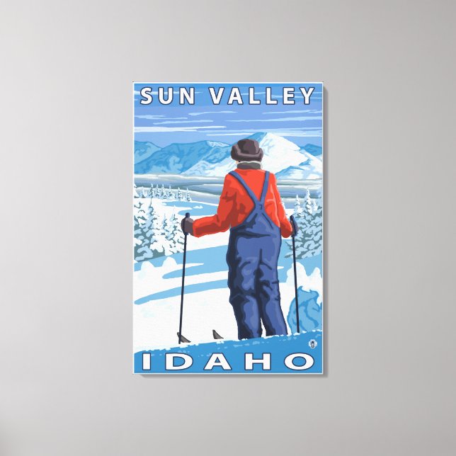 Skier Admiring - Sun Valley, Idaho Canvas Print (Front)
